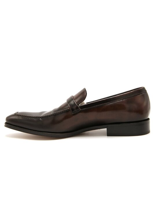 Salvatore Ferragamo Loafers, Brown Burnished Leather Made in Italy